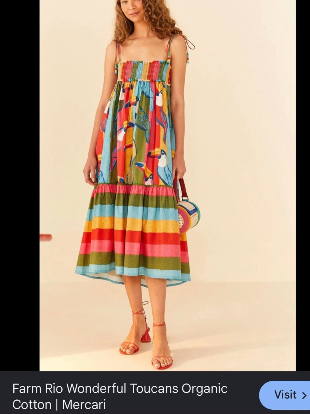 Farm Rio: WONDERFUL TOUCANS MDI DRESS - Picture 5 of 14